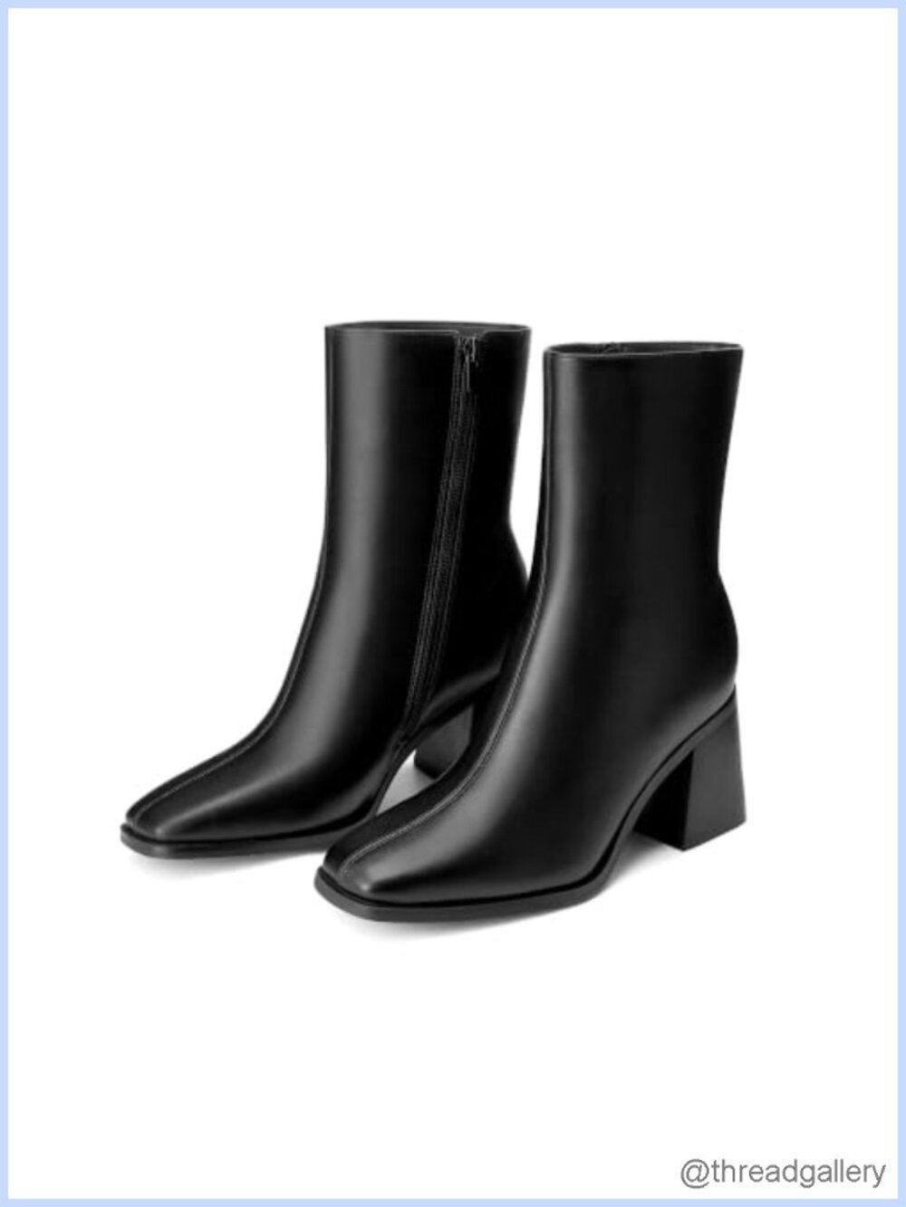 Square Toe Ankle Boots Faux Leather Chunky Heel Booties for Women Work